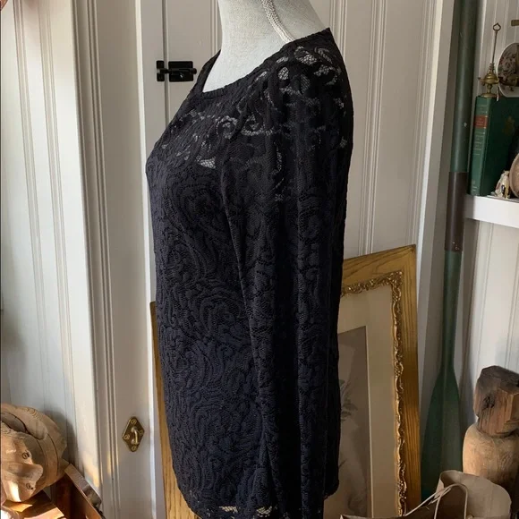 Cache lace top black long sleeve stretchy Victorian steampunk - Picture 8 of 14